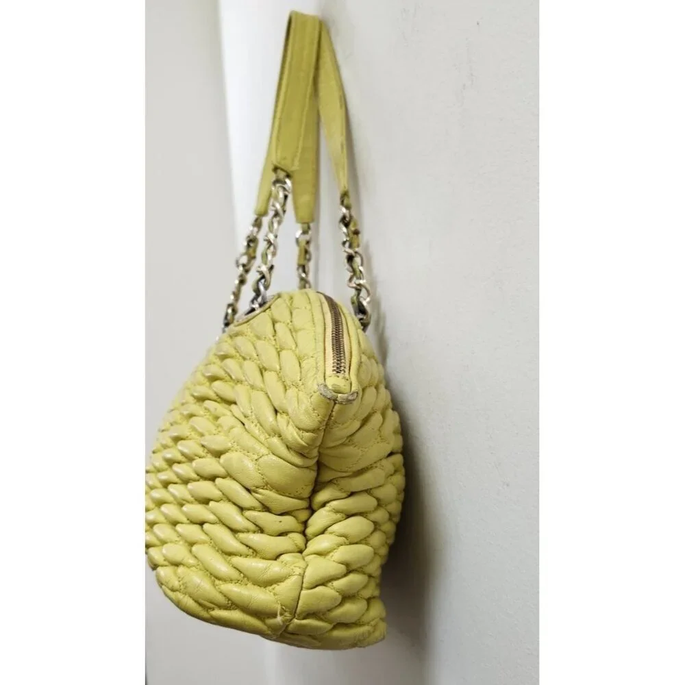 Paolo Masi Italy Woven Leather Tote Bag Yellow Genuine Leather Handbag Italy